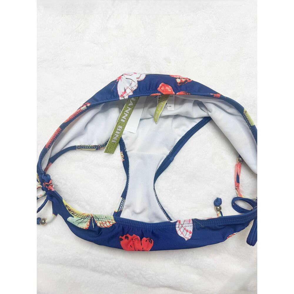 GIANNI BINI Navy Blue Butterfly Print Bandeau Bikini Swimsuit Set NEW Medium - Picture 7 of 7